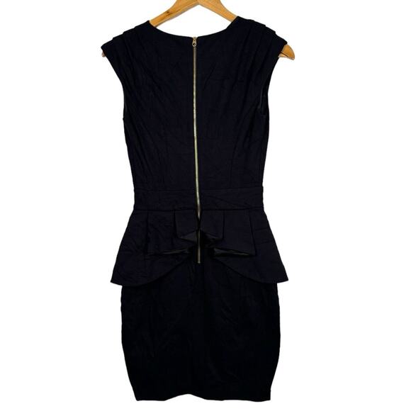 TED BAKER Judia Peplum Ruffle Bodycon Sheath Mini Dress Cocktail Black Size 1 SM - Picture 3 of 10